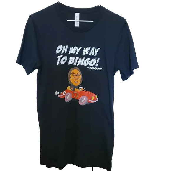 Bella + Canvas Tshirt Womens Black Small Bingo Addict Gambling Cotton - Picture 1 of 2
